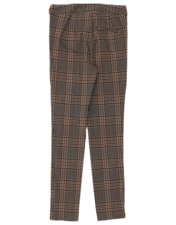Pantaloni chino slim da donna Zara XS W24 L26 viscosa a quadri marrone