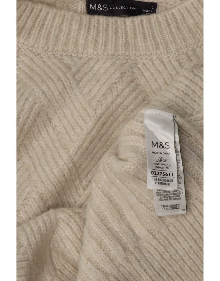 Maglione maglione girocollo oversize da donna Marks & Spencer UK 16 grande bianco