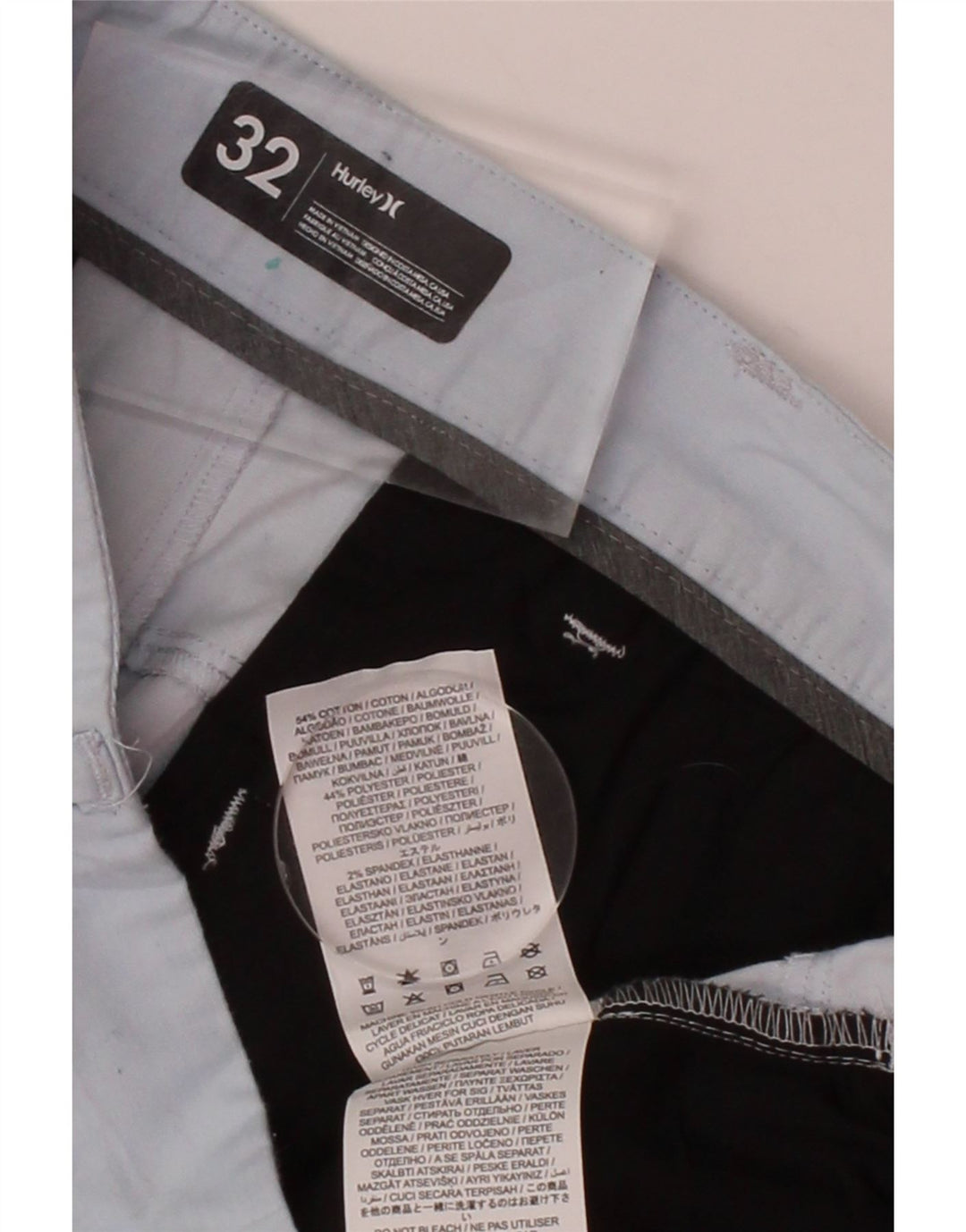 HURLEY Mens Chino Shorts Medium W32 Blue Cotton Vintage Hurley and Second-Hand Hurley from Messina Hembry 