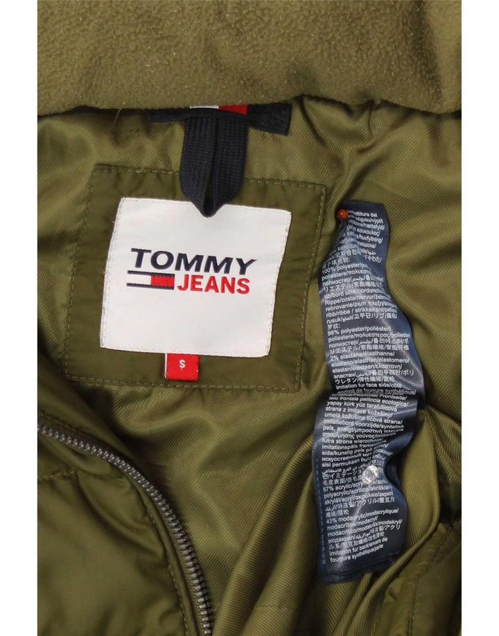 Giacca imbottita con cappuccio da donna Tommy Hilfiger UK 10 piccola poliestere kaki