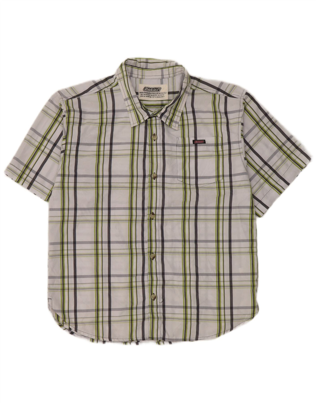 Dickies Camicia a maniche corte da ragazzo 14-15 anni XL Poliestere bianco a quadri