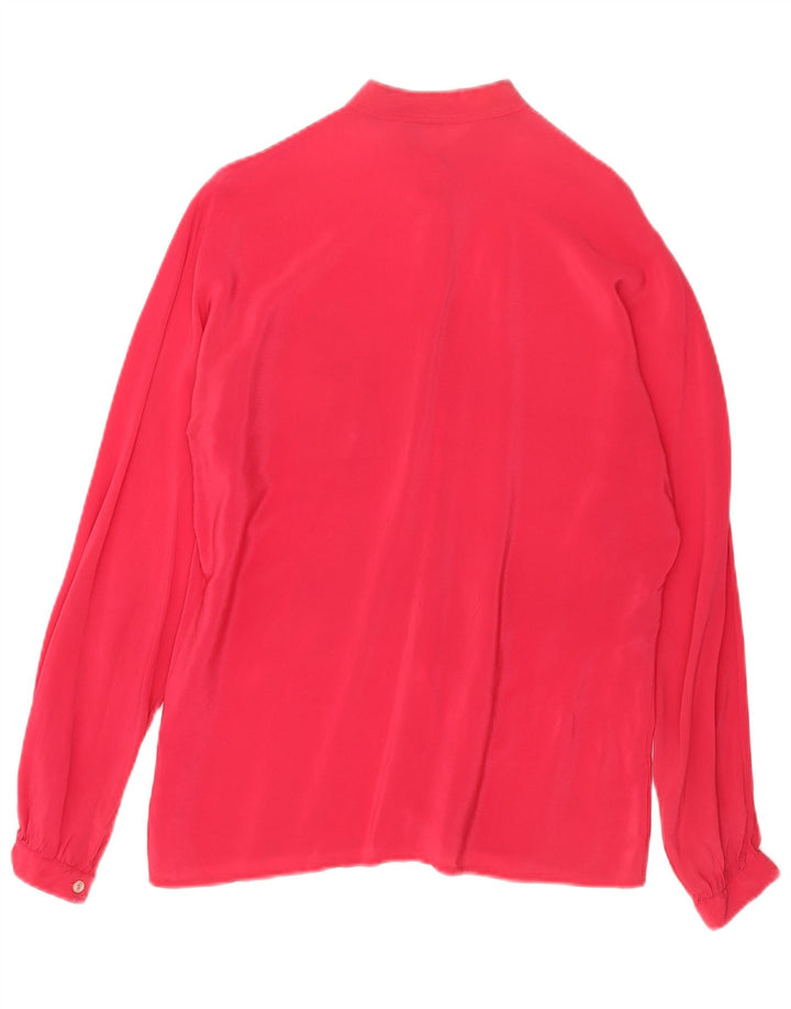 Camicetta grafica da donna vintage UK 14 Acetato rosa medio