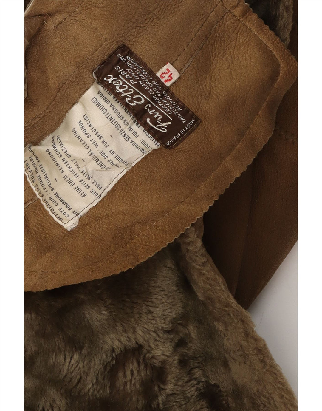 Cappotto in shearling vintage da donna EU 42 grande in pelle marrone