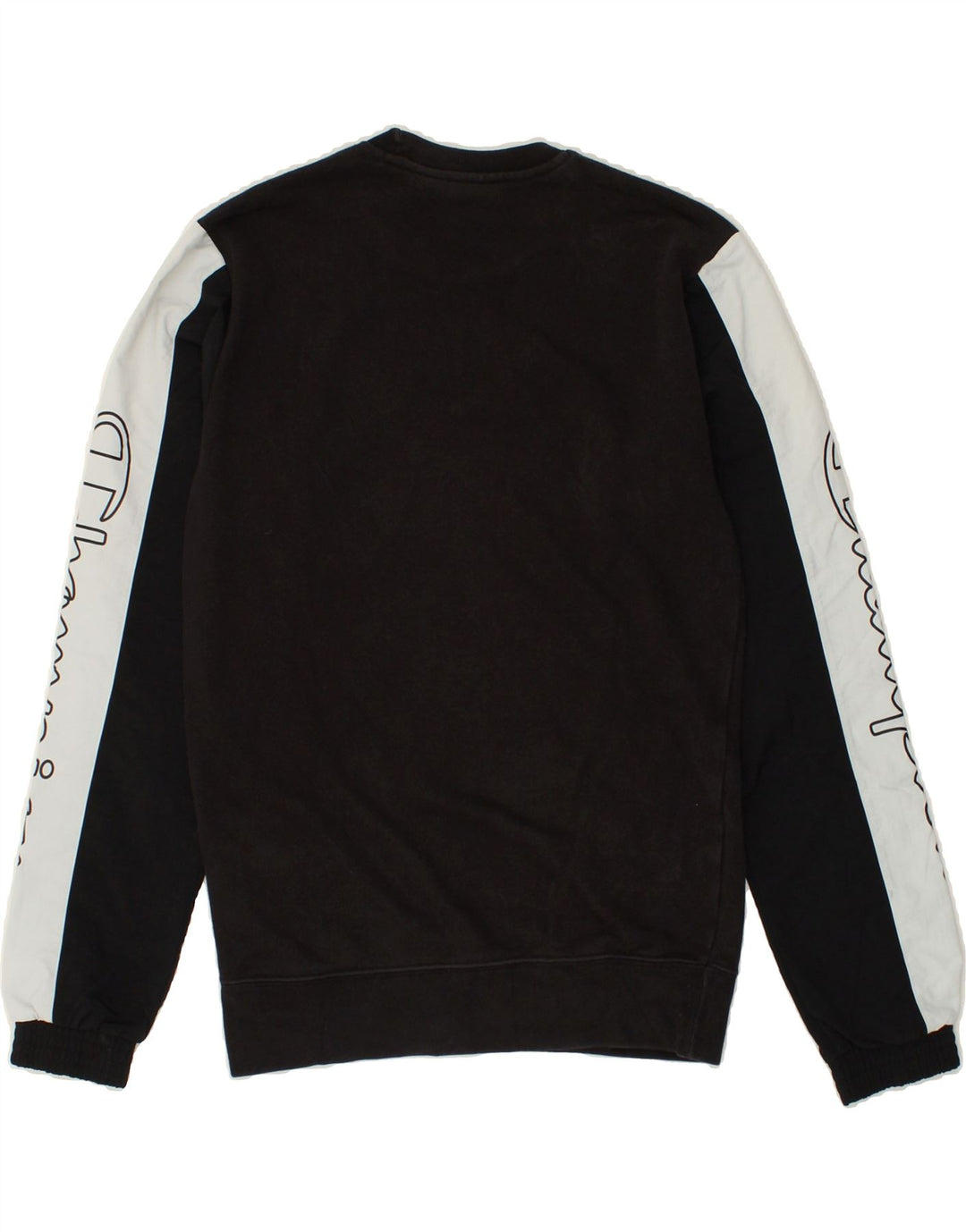 CHAMPION Mens Graphic Sweatshirt Jumper Small Black Colourblock Cotton Vintage Champion and Second-Hand Champion from Messina Hembry 