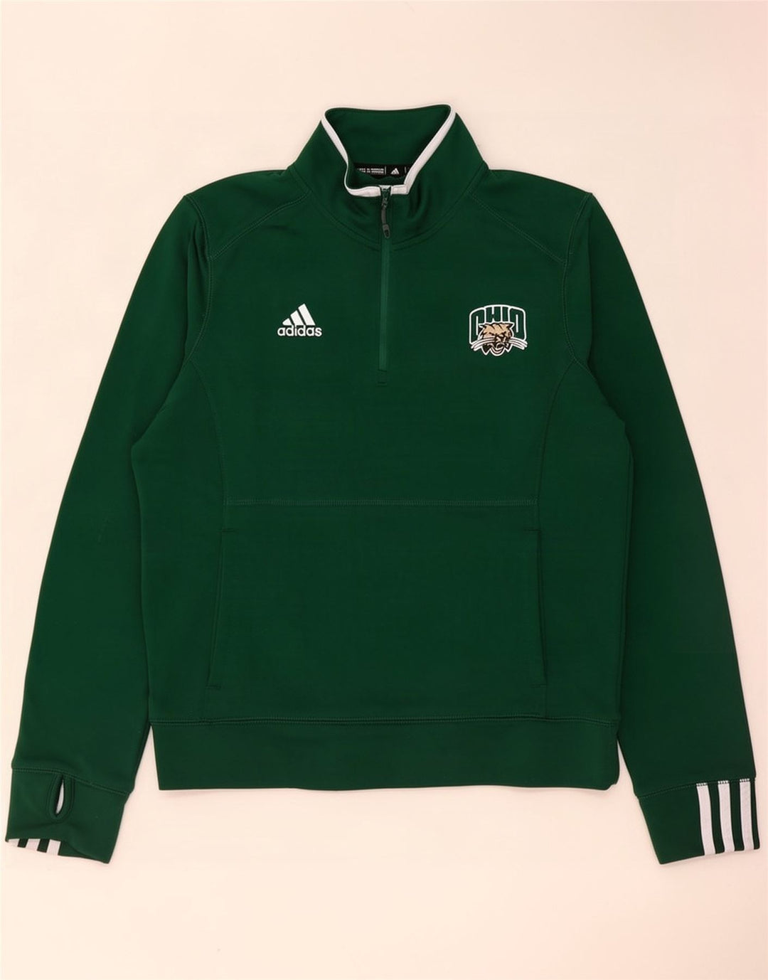 Felpa Adidas Uomo Ohio Zip Neck Felpa Verde Medio