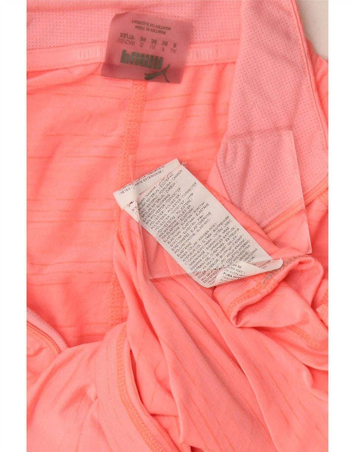 PUMA Top da donna con zip e collo a maniche lunghe UK 8 Small Rosa Poliestere