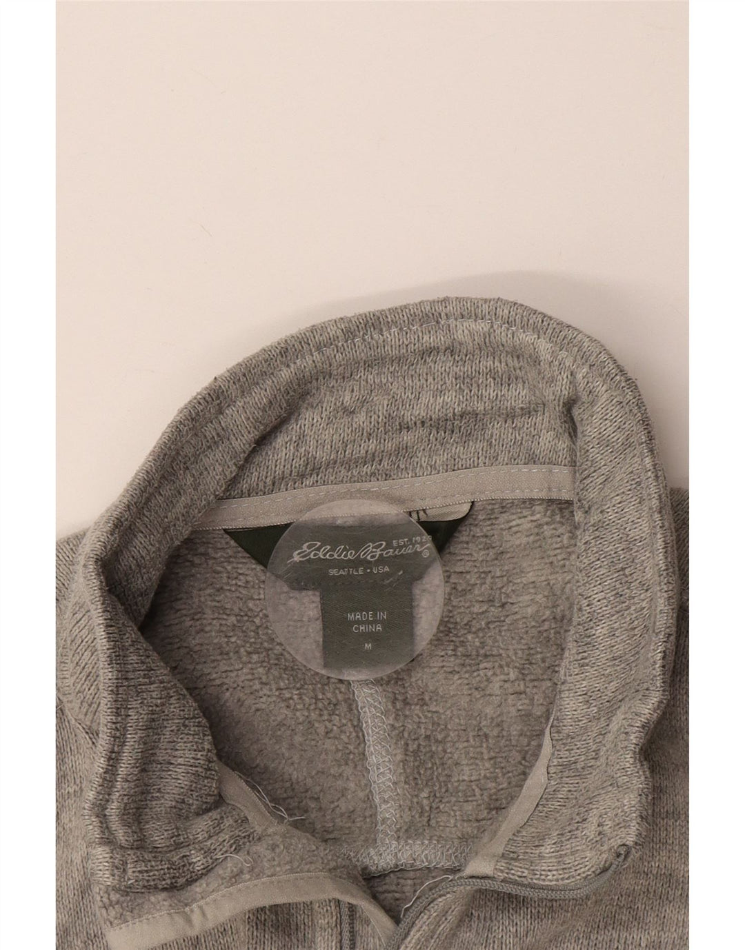Felpa da uomo con collo con zip Eddie Bauer, maglione grigio medio chiazzato