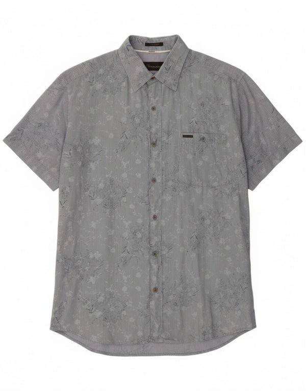 Camicia a maniche corte da uomo Marlboro Classics 2XL Cotone floreale blu