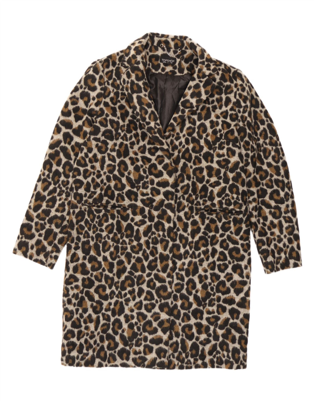 Topshop Cappotto oversize da donna UK 10 Piccolo poliestere con stampa animalier marrone