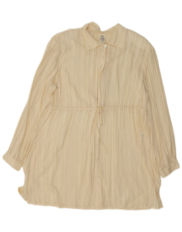 Abito camicia oversize da donna vintage UK 14 Seta a righe gialle medie