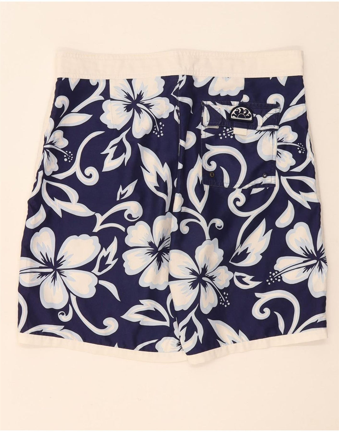 Pantaloncini da bagno da uomo Sundek grandi in poliestere floreale blu navy