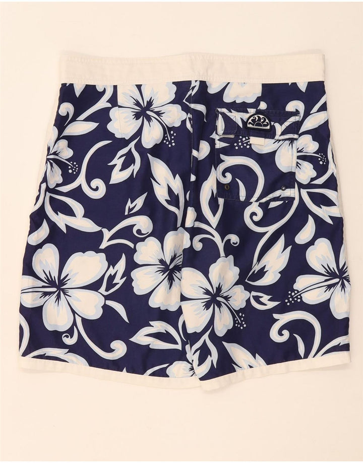 Pantaloncini da bagno da uomo Sundek grandi in poliestere floreale blu navy