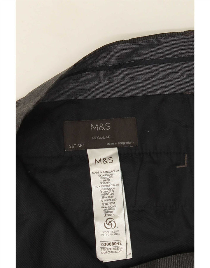 Pantaloni da abito vestibilità regolare da uomo Marks & Spencer W36 L29 poliestere grigio