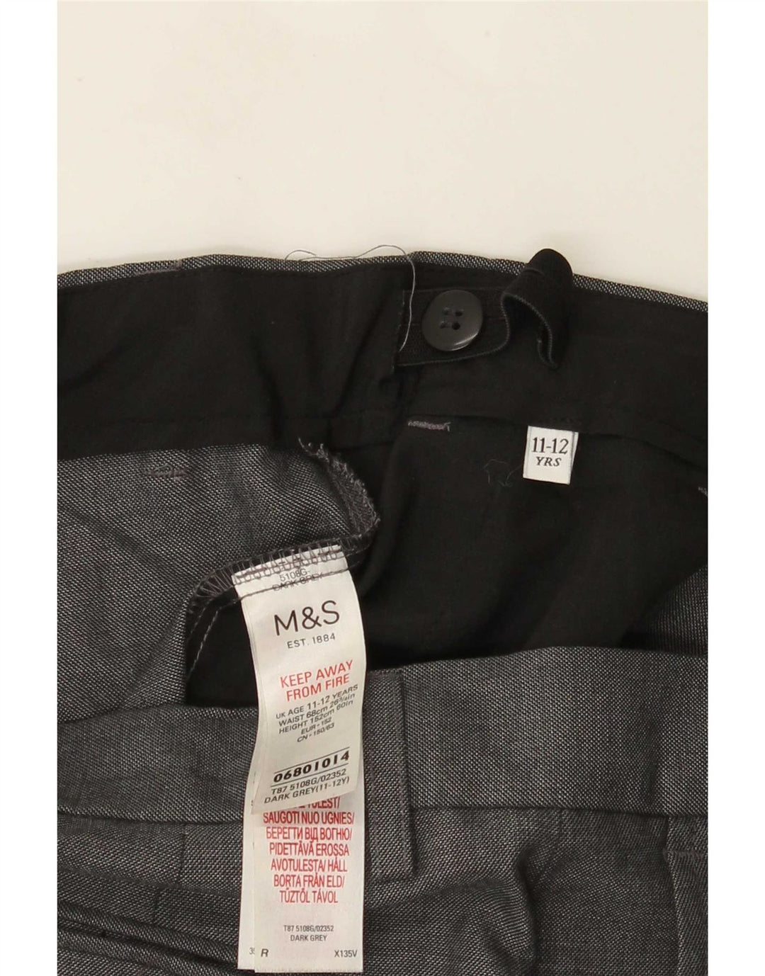 Pantaloni da abito dritti Marks & Spencer per ragazzi 11-12 anni W28 L26 Grigi