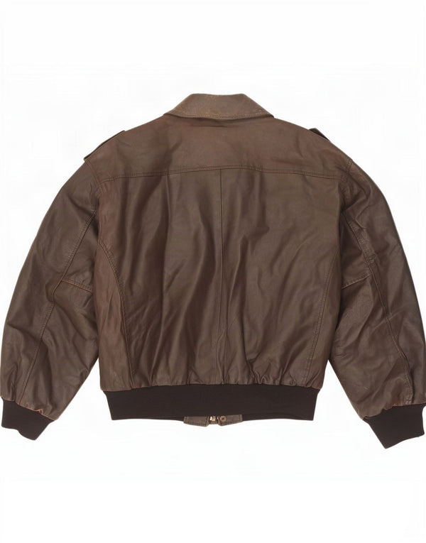 Giacca in pelle militare vintage da uomo IT 52 XL Marrone