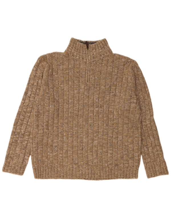 Maglione da uomo Marks & Spencer con zip e collo XL in acrilico screziato beige