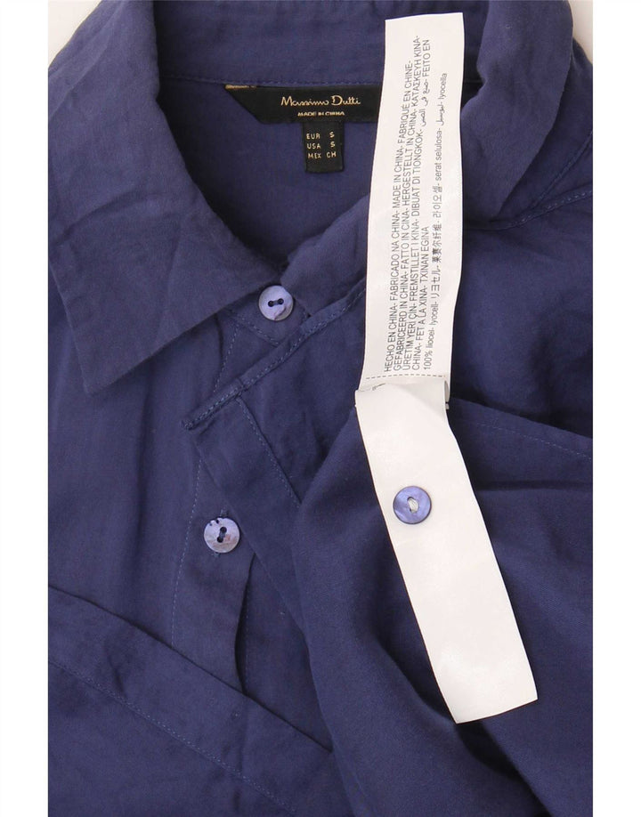 Camicia oversize lunga da donna di Massimo Dutti UK 10 Small Lyocell blu navy