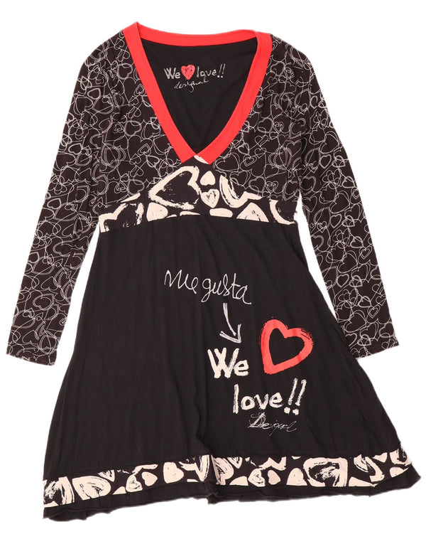 Desigual Abito da donna a linea A con grafica UK 14 Grande nero geometrico