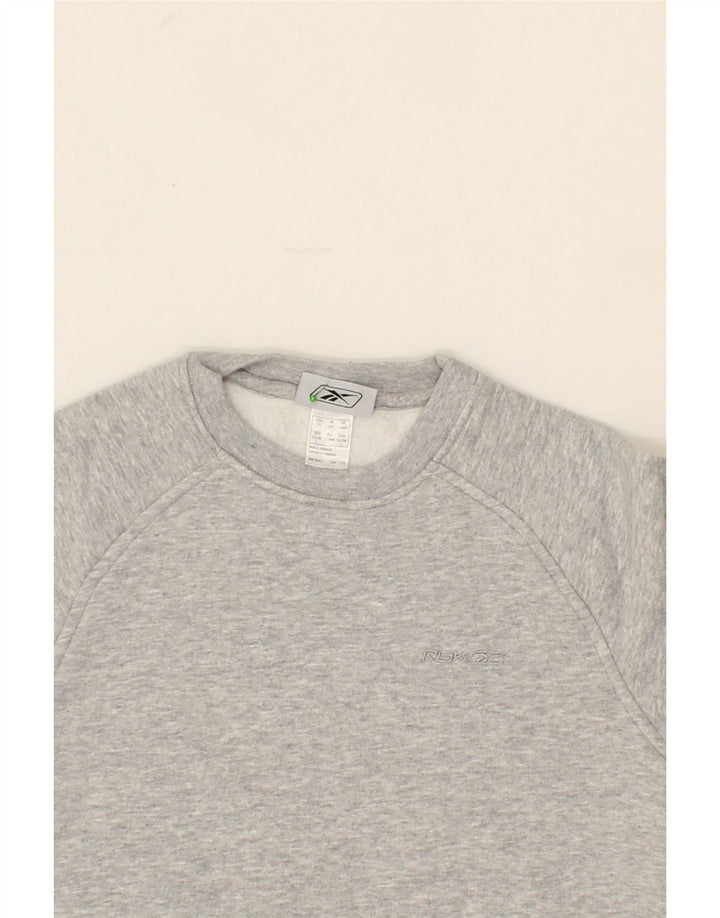 REEBOK Girls Sweatshirt Jumper 11-12 Years Grey Cotton Vintage Reebok and Second-Hand Reebok from Messina Hembry 