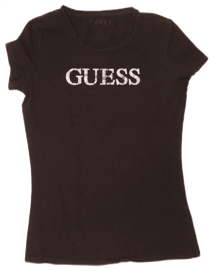 T-shirt grafica da donna Guess Top UK 8 Small Nera