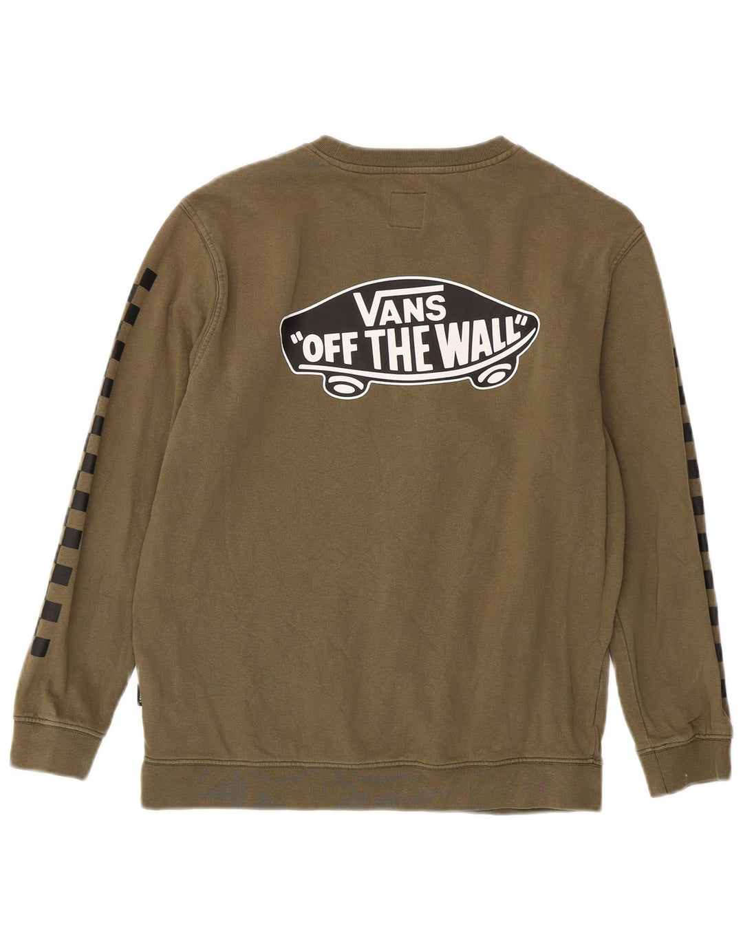 Felpa con grafica da donna Vans, maglione UK 16, grande, cotone kaki