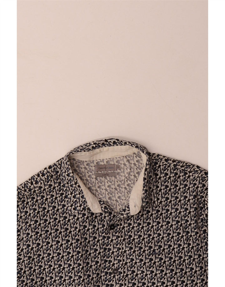 CALVIN KLEIN JEANS Camicia slim fit da uomo in cotone geometrico nero medio