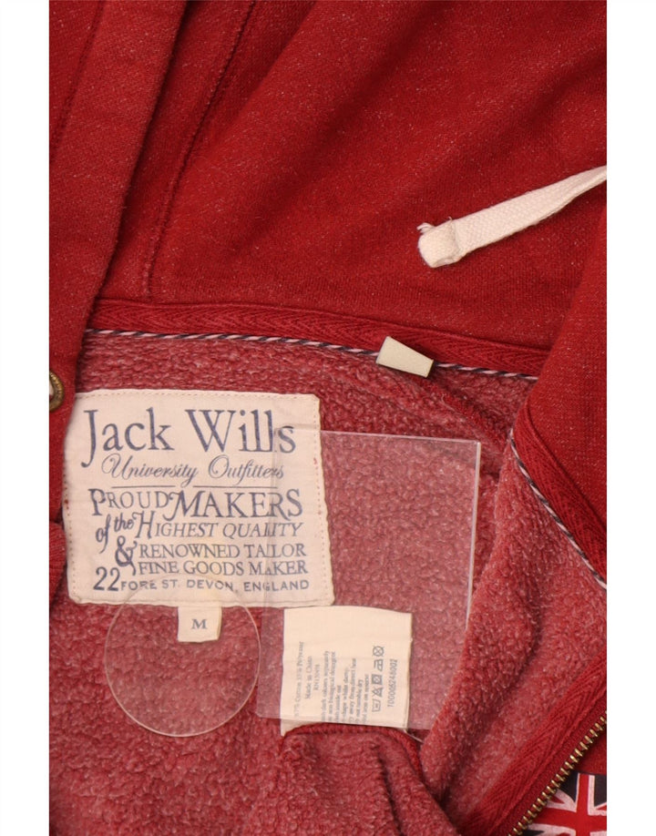 Maglione con cappuccio con zip grafica da uomo Jack Wills in cotone rosso medio