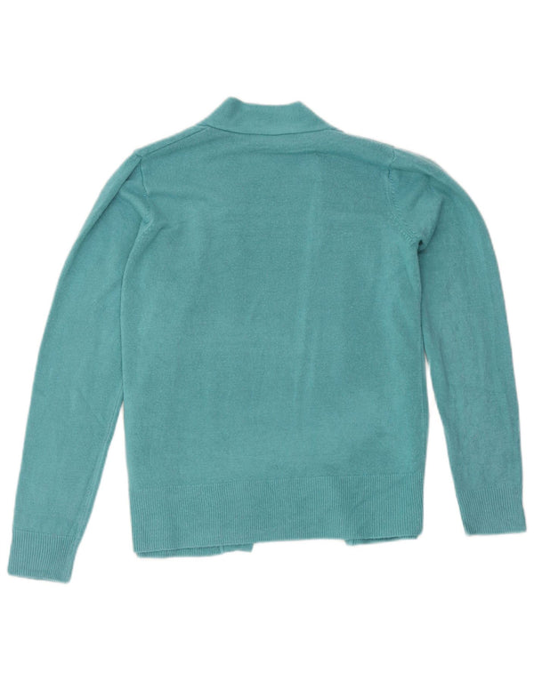 Maglione cardigan aperto da donna Marks & Spencer UK 10 piccolo acrilico turchese