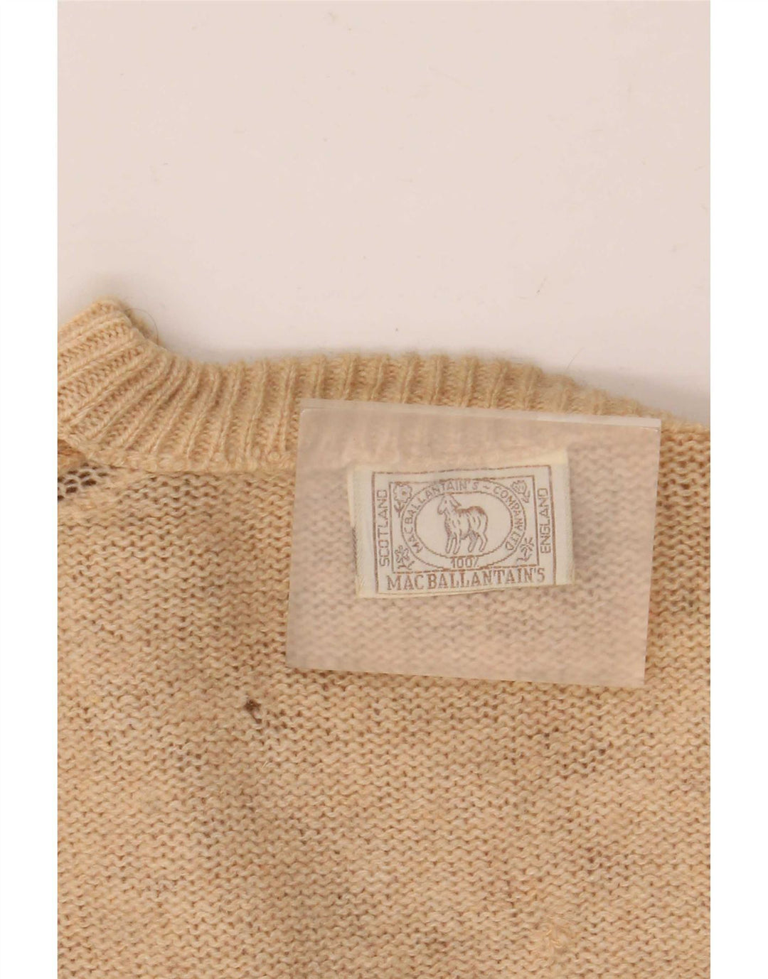 Maglione girocollo da uomo vintage a blocchi di colore beige grande