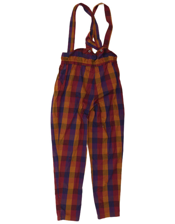 Pantaloni salopette da donna VINTAGE EU 38 Medium W32 L33 a quadri multicolore