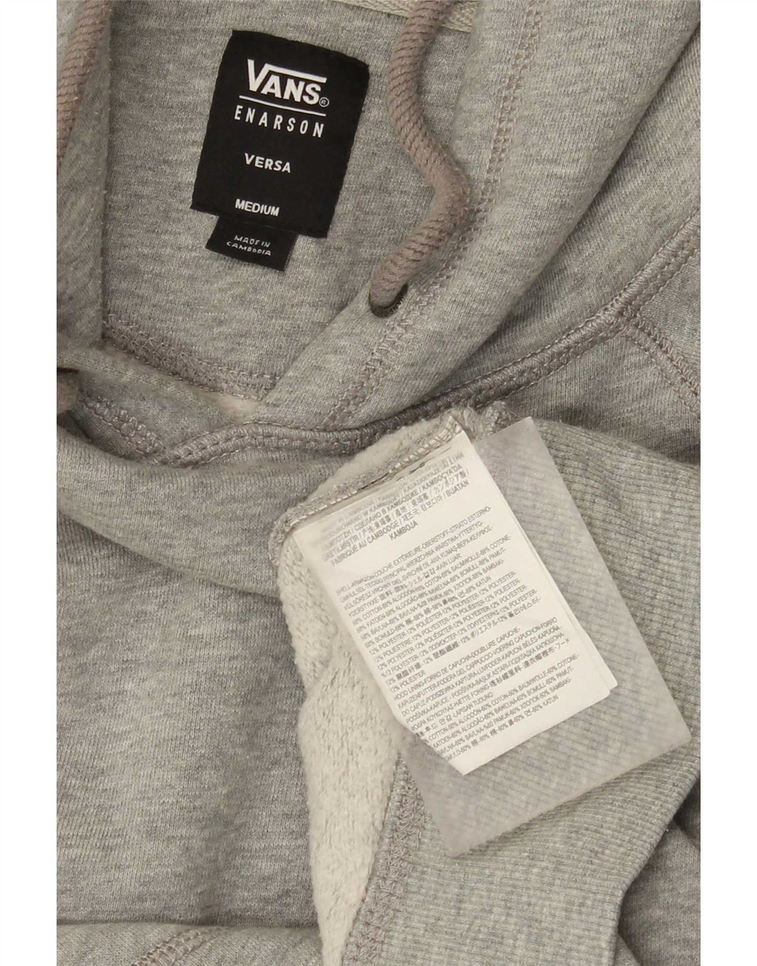 Felpa con cappuccio grafica da uomo Vans in cotone grigio medio