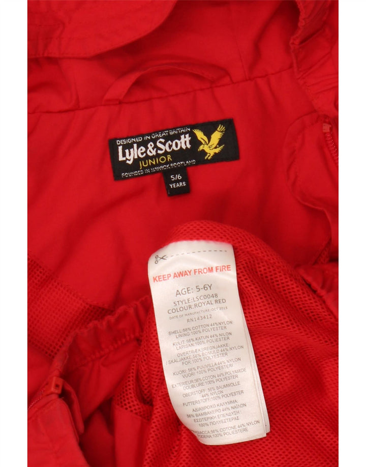 Giacca a vento con cappuccio Lyle & Scott per ragazzi 5-6 anni in cotone rosso