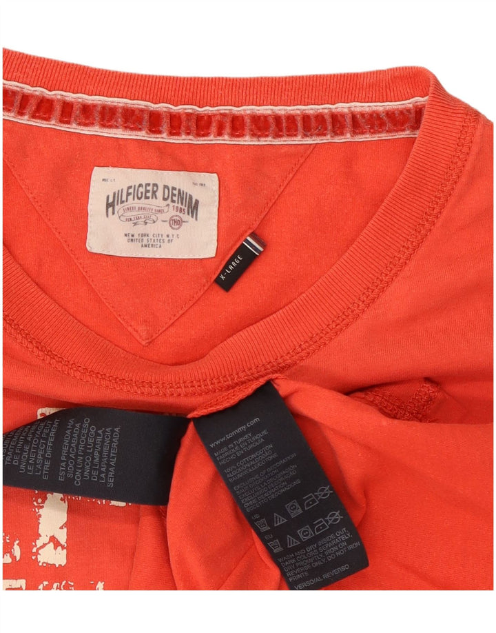 Tommy Hilfiger Uomo Graphic Top Manica Lunga XL Rosso Cotone