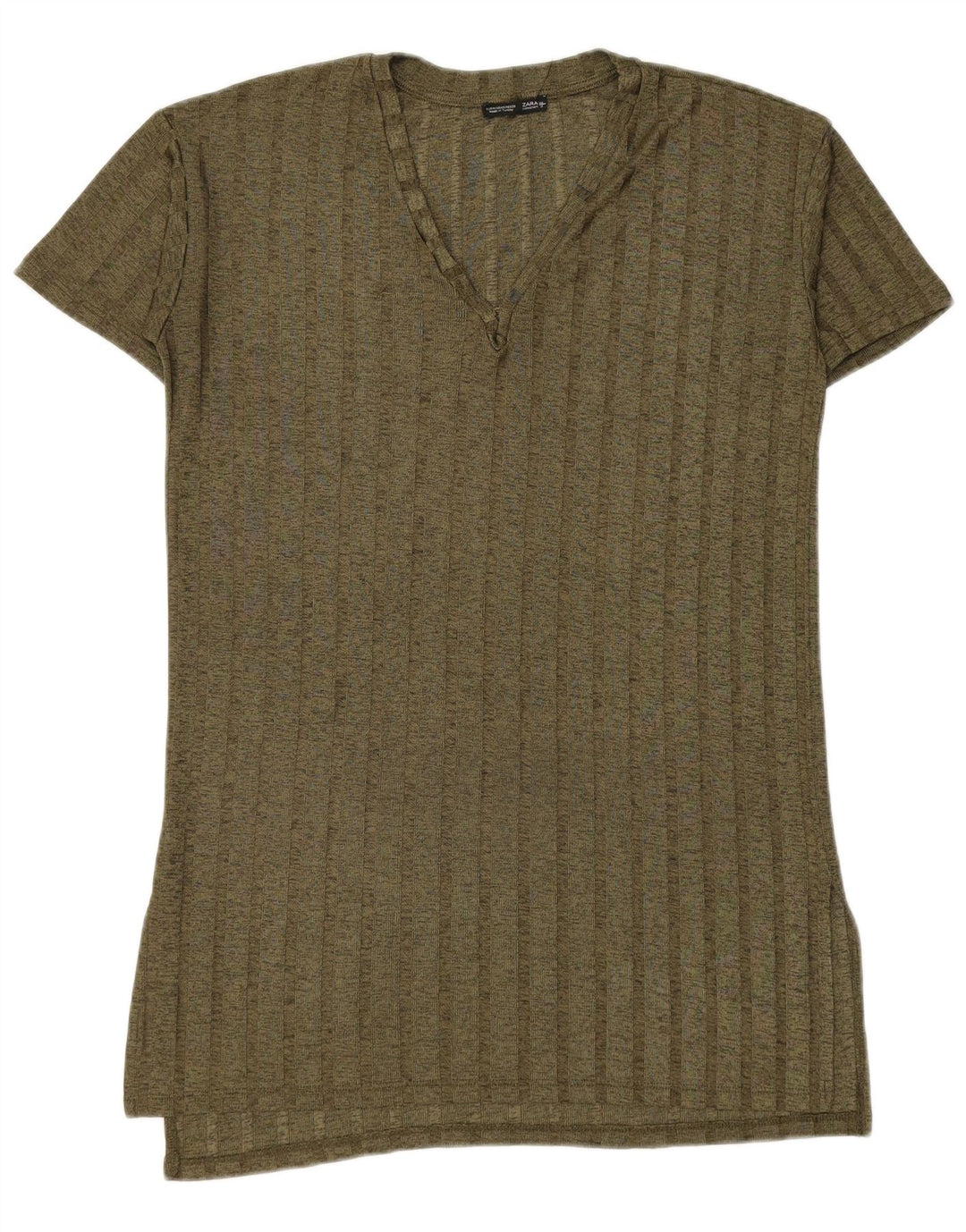 T-shirt lunga da donna Zara UK 14 verde medio chiazzato