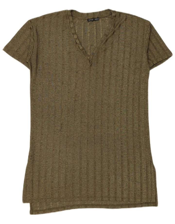 T-shirt lunga da donna Zara UK 14 verde medio chiazzato