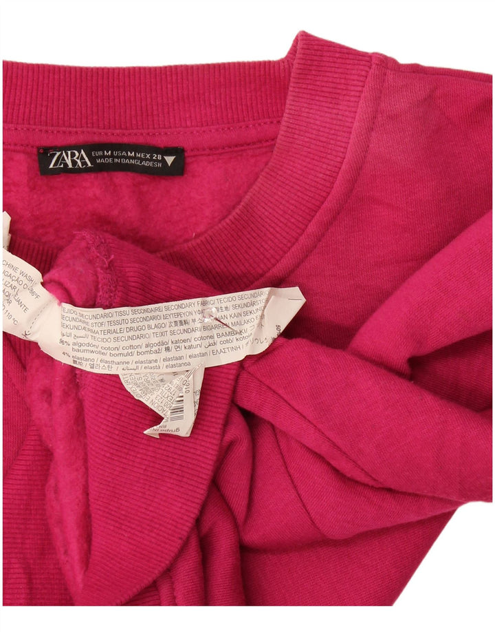 Felpa corta da donna Zara UK 14 cotone rosa medio