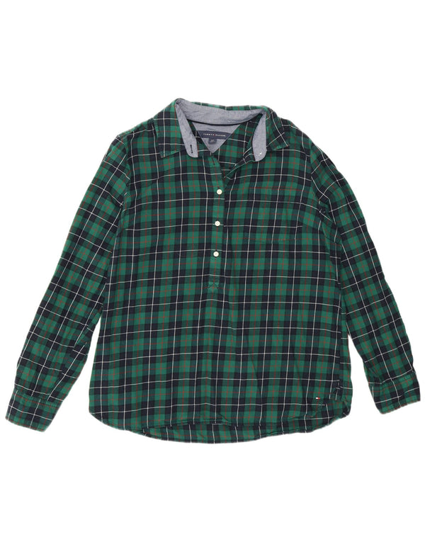 Camicia pullover in flanella da donna Tommy Hilfiger UK 16 cotone a quadri verdi grandi