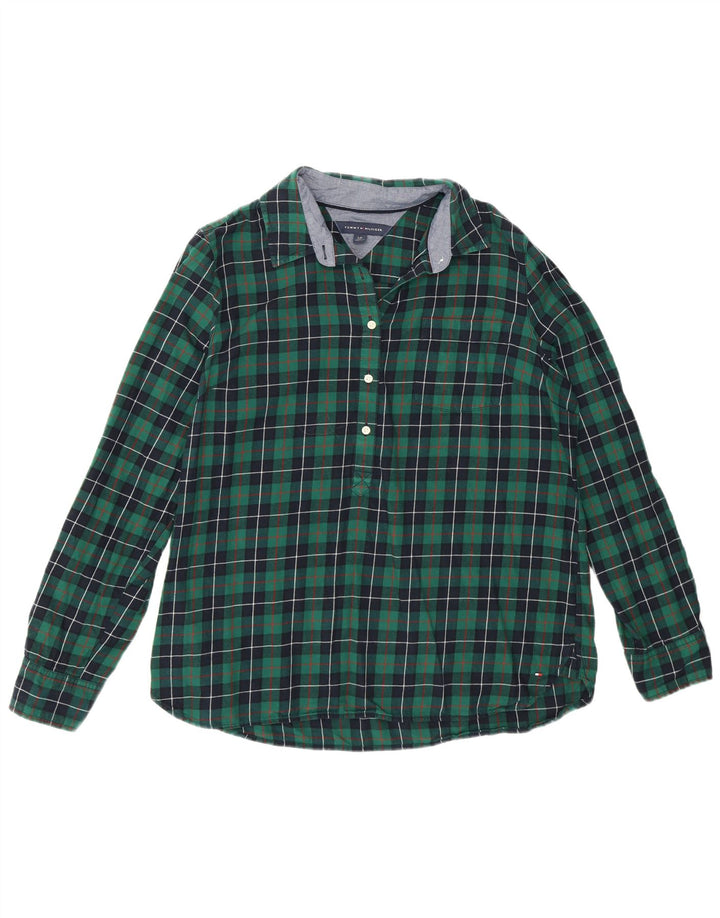 Camicia pullover in flanella da donna Tommy Hilfiger UK 16 cotone a quadri verdi grandi