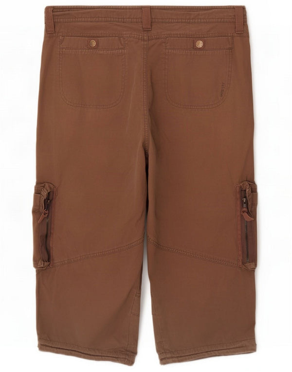 Fat Face Womens Cargo Capri Trousers UK 14 Large W34 L20 Brown Cotton