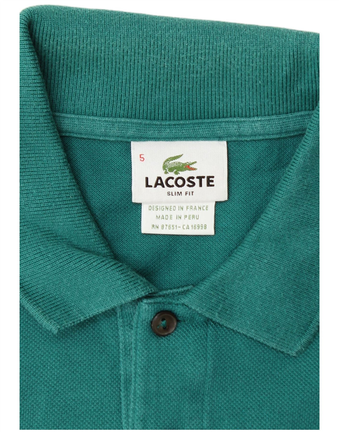 Polo LACOSTE da uomo slim fit taglia 5 grande in cotone verde
