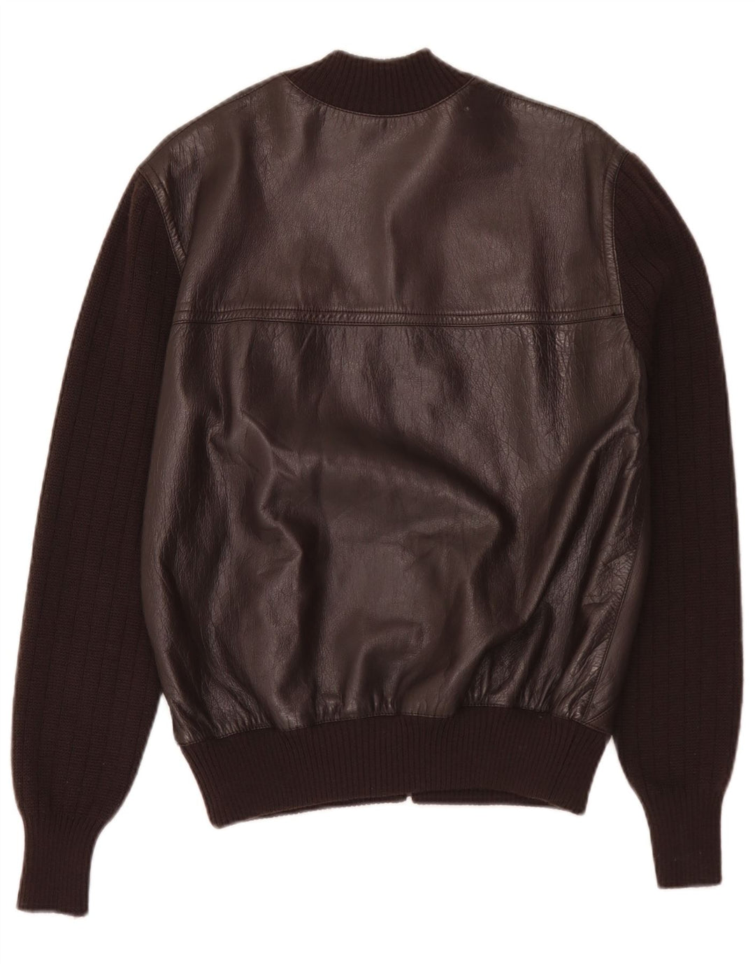 Giacca in pelle lavorata a maglia da donna vintage IT 44 Marrone medio