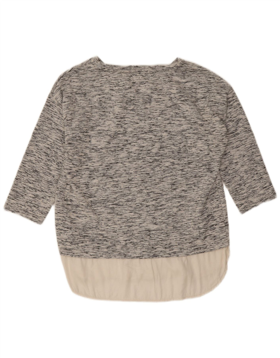 Marks & Spencer Top da donna manica 3/4 UK 14 grande cotone chiazzato grigio
