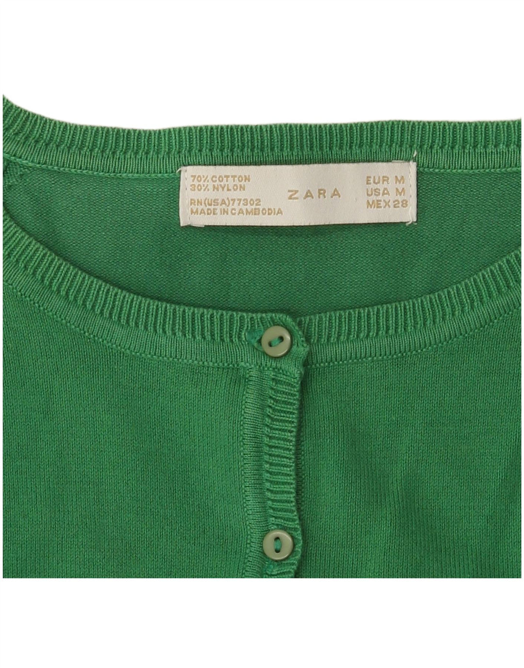 Maglione cardigan da donna Zara UK 12 cotone verde medio