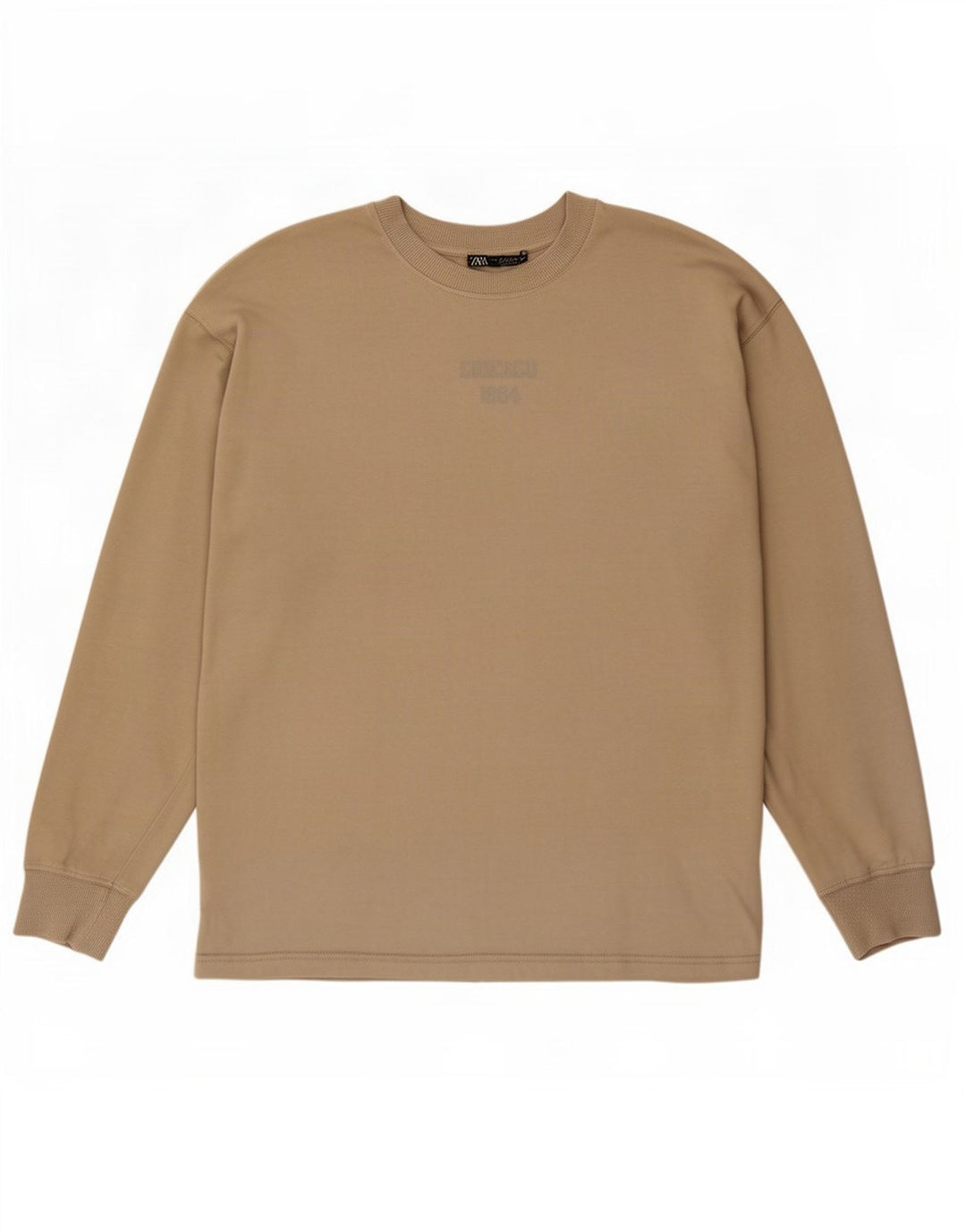 Top Zara da donna oversize a maniche lunghe in cotone beige medio