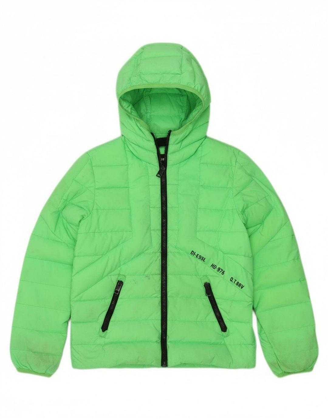 Giacca imbottita con cappuccio Diesel da bambino 10-11 anni in nylon verde