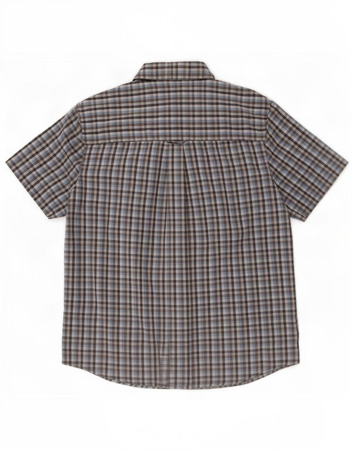 Chaps - Camicia a maniche corte da uomo, facile da pulire, grande, in cotone a quadretti multicolore