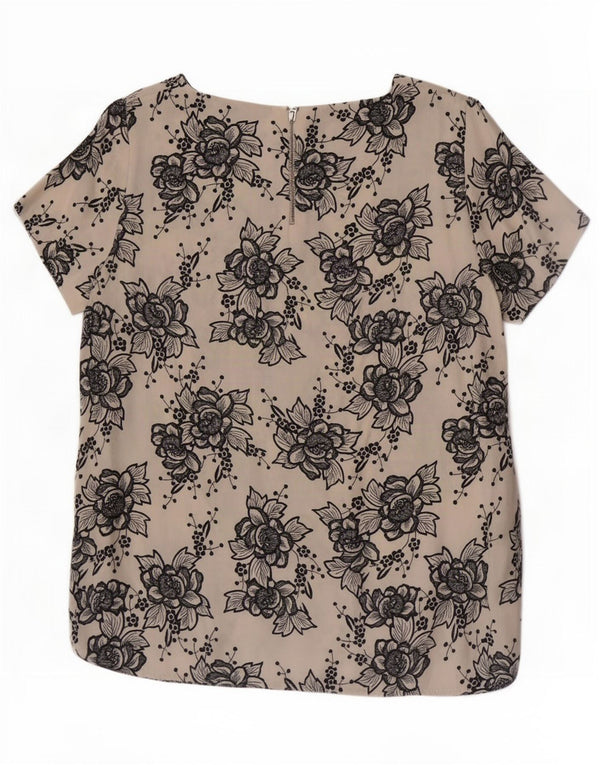 Top in camicetta da donna Marks & Spencer UK 14 grande viscosa floreale bianco sporco