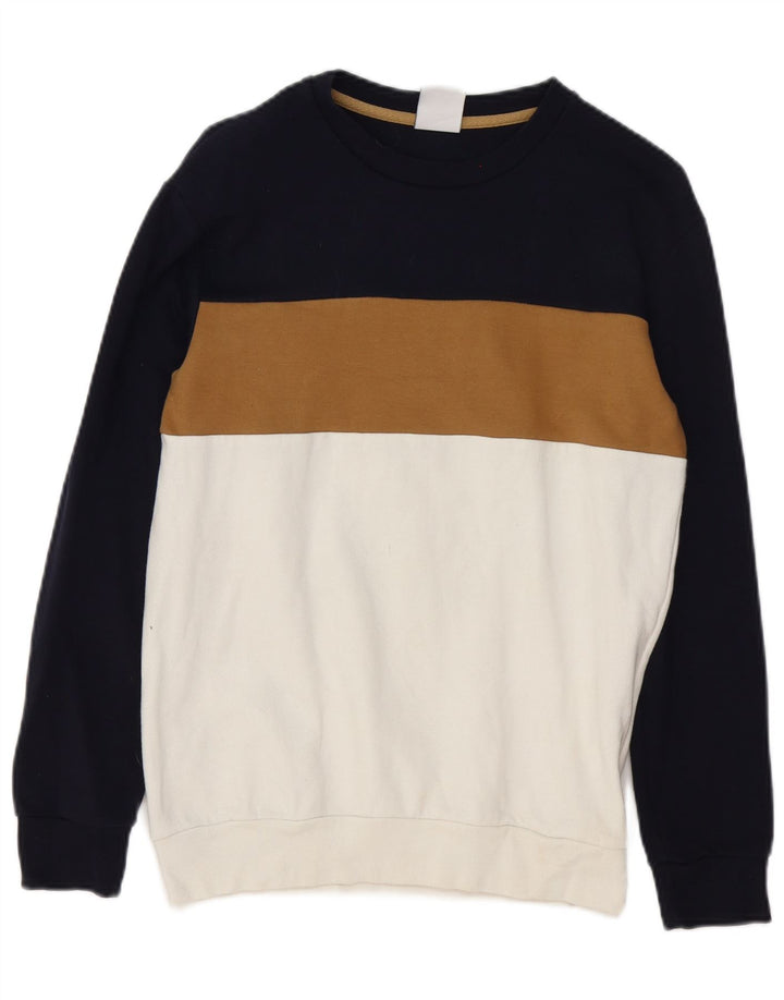 Felpa Zara da uomo, piccola, in cotone color block bianco