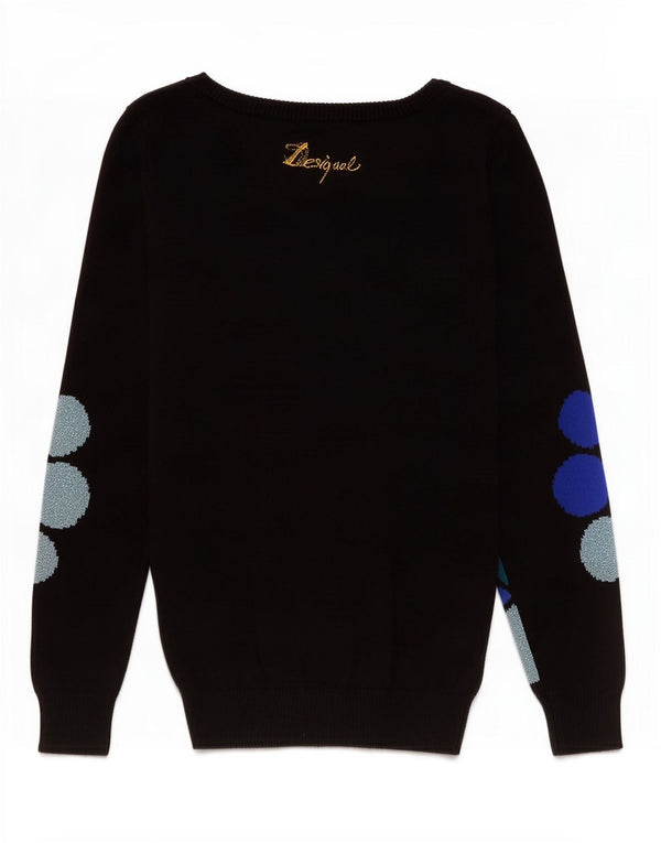 Desigual Donna Maglione con scollo a barchetta Maglione UK 10 Piccolo Nero geometrico