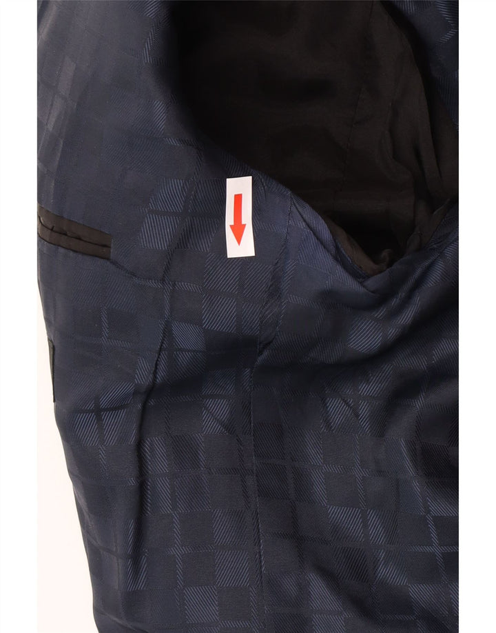 Giacca blazer da uomo a 2 bottoni Hugo Boss UK 42 XL pied de poule blu navy